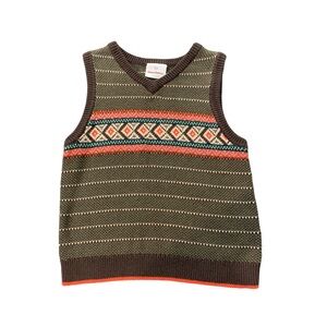 Hanna Andersson Boys Knit Sweater Vest Brown 5/110 Grandpa Core School Wedding